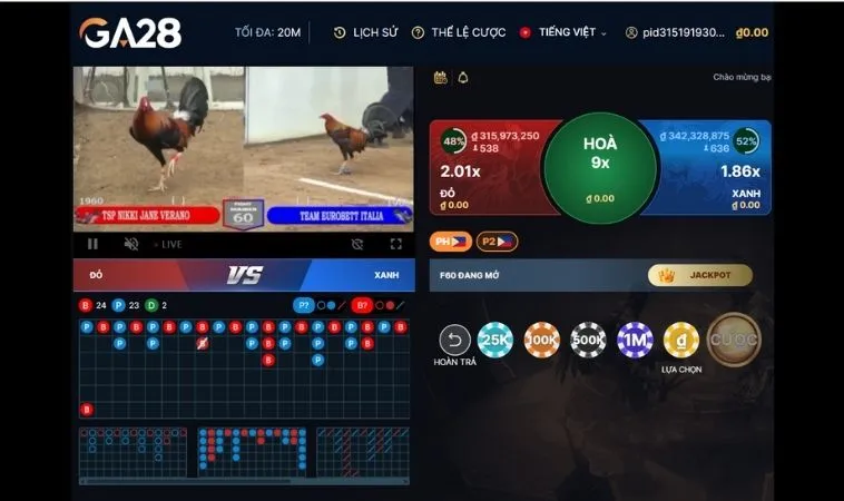 Khám Phá Cách Chơi Đá Gà GA28 Tại Moto88 Cho Người Mới 2 Giao diện cá cược Đá Gà GA28 Tại Moto88