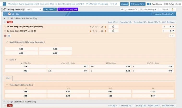 Kinh Nghiệm Vàng Áp Dụng Vào Cách Chơi Cá Cược Cầu Lông Tại Moto88 2 Giao diện cá cược Cầu Lông Tại Moto88