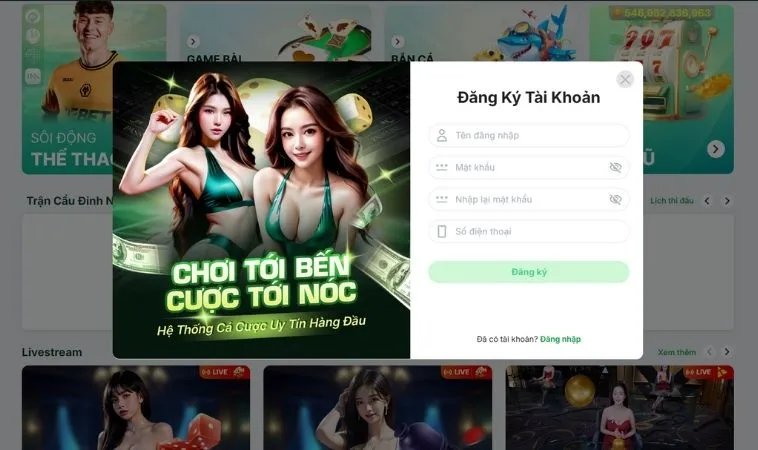 Đăng Ký Moto88 Thành Công Nhận Ngay Khuyến Mãi Khủng Cho Thành Viên Mới 2 Giao diện đăng ký Moto88